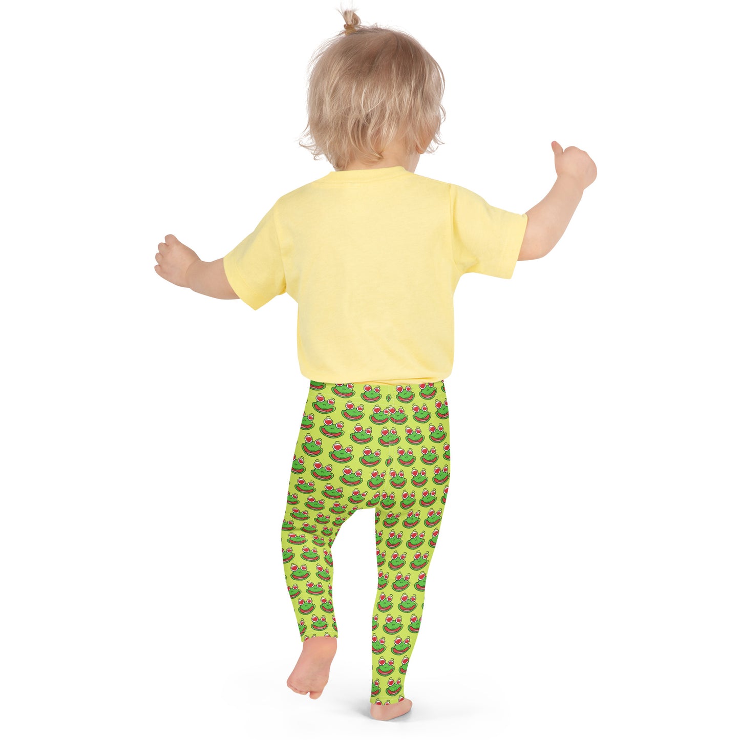 Legging Pour Enfant Grenouilles amusantes fond vert anis