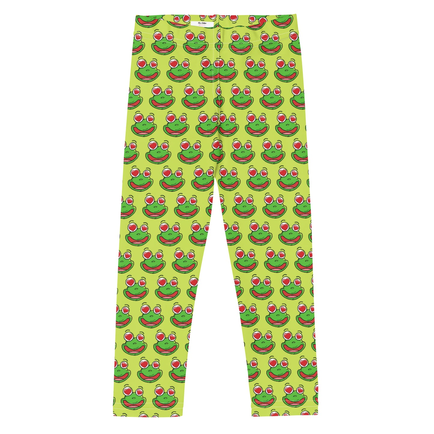 Legging Pour Enfant Grenouilles amusantes fond vert anis