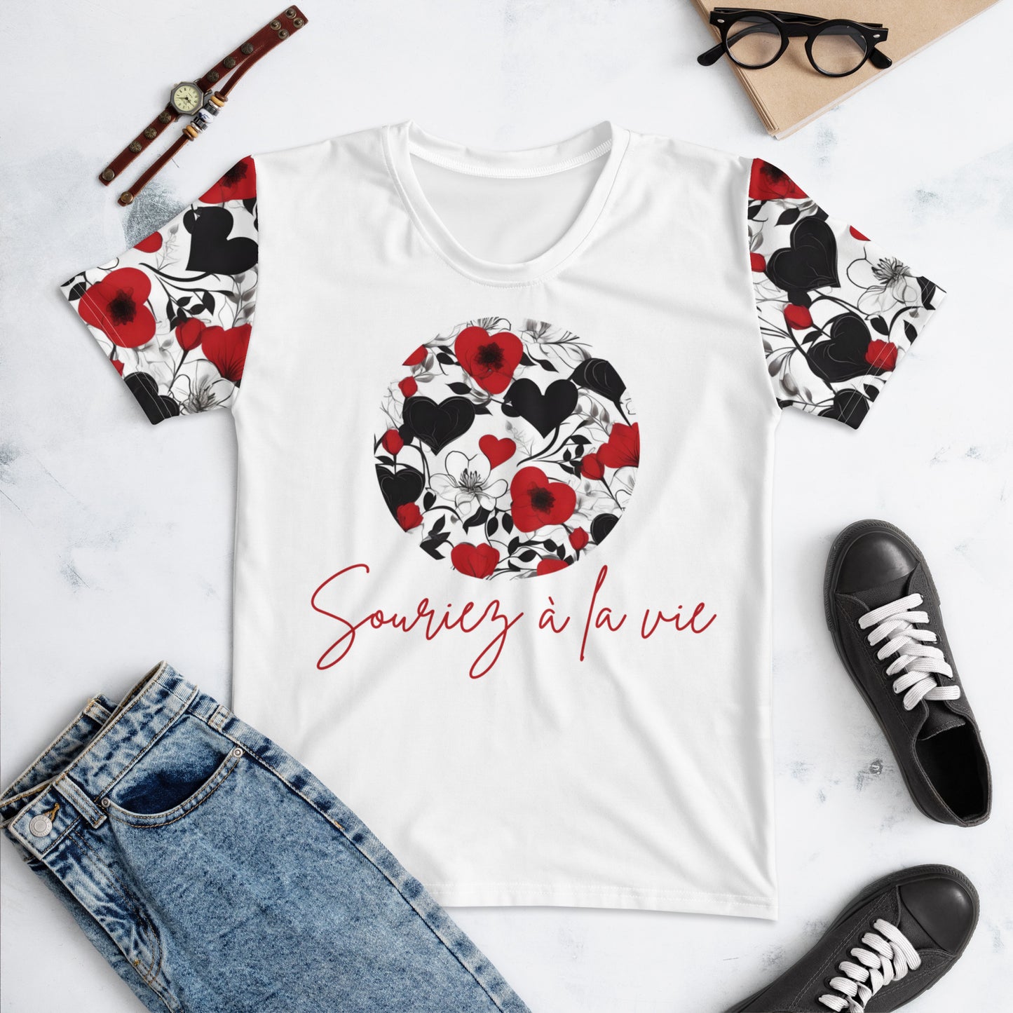 T-shirt pour Femme Souriez à la vie "Eclat d'amour"