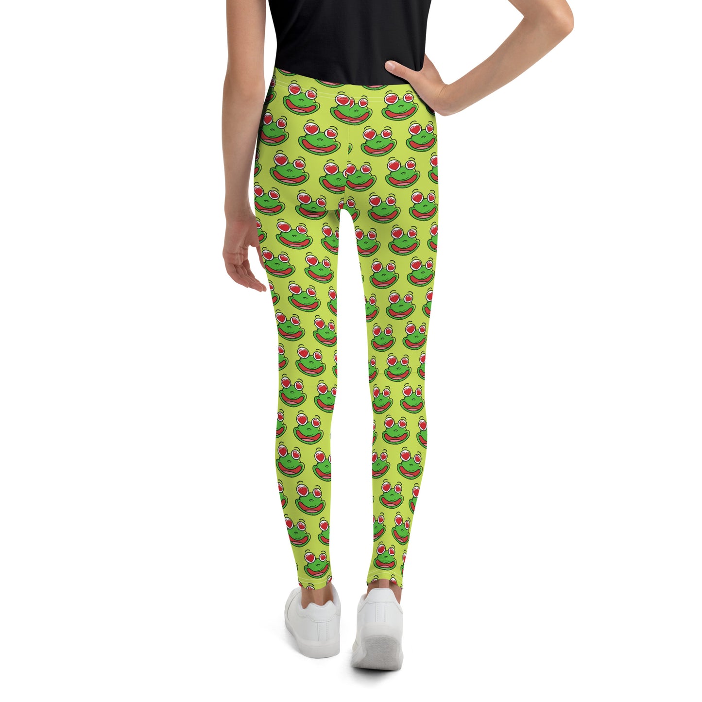 Legging Pour Ado Grenouilles amusantes fond vert anis