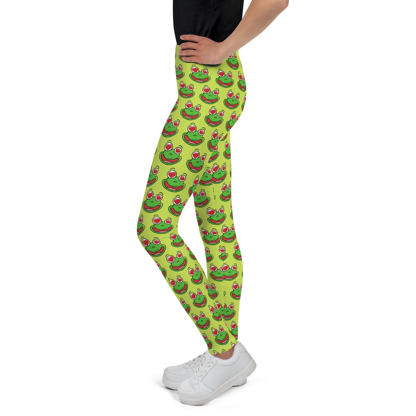 Legging Pour Ado Grenouilles amusantes fond vert anis