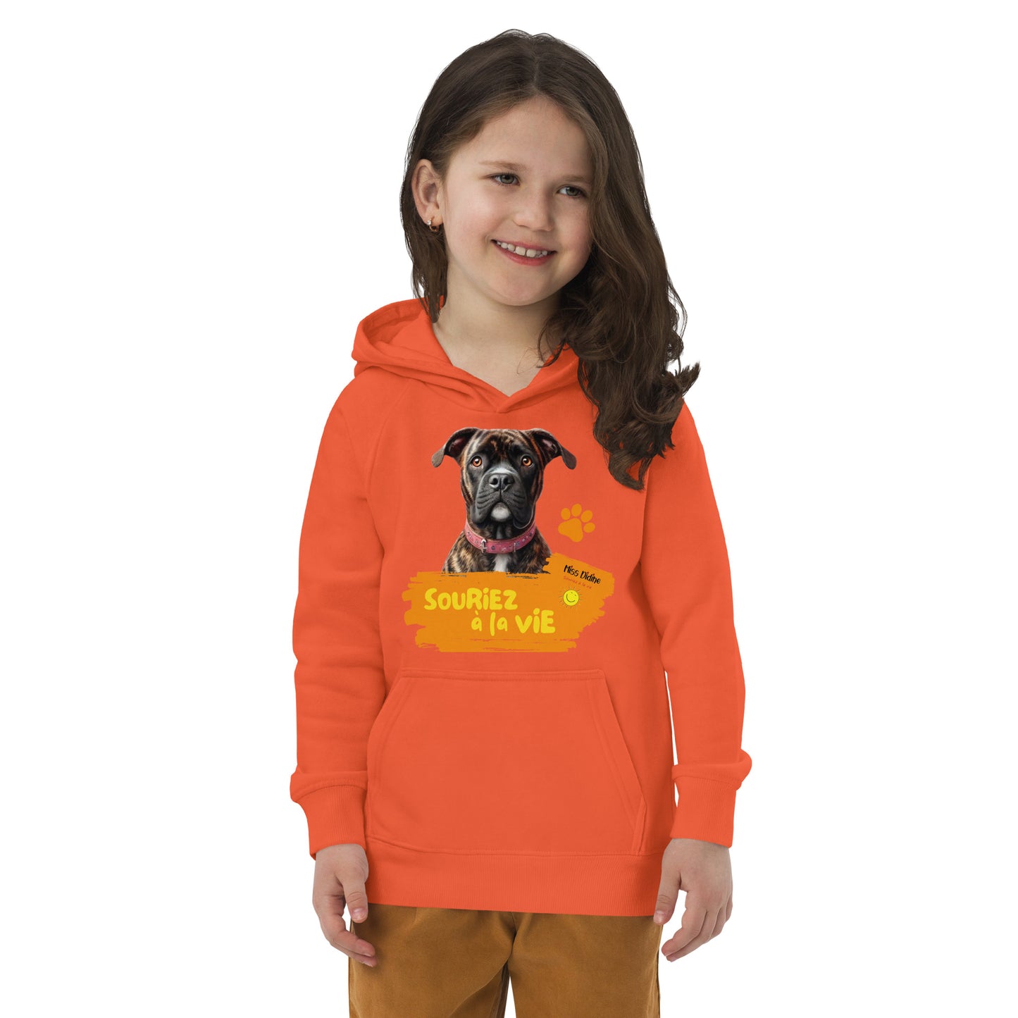 Sweat à capuche hoodie écologique pour enfants lenox souriez à la vie