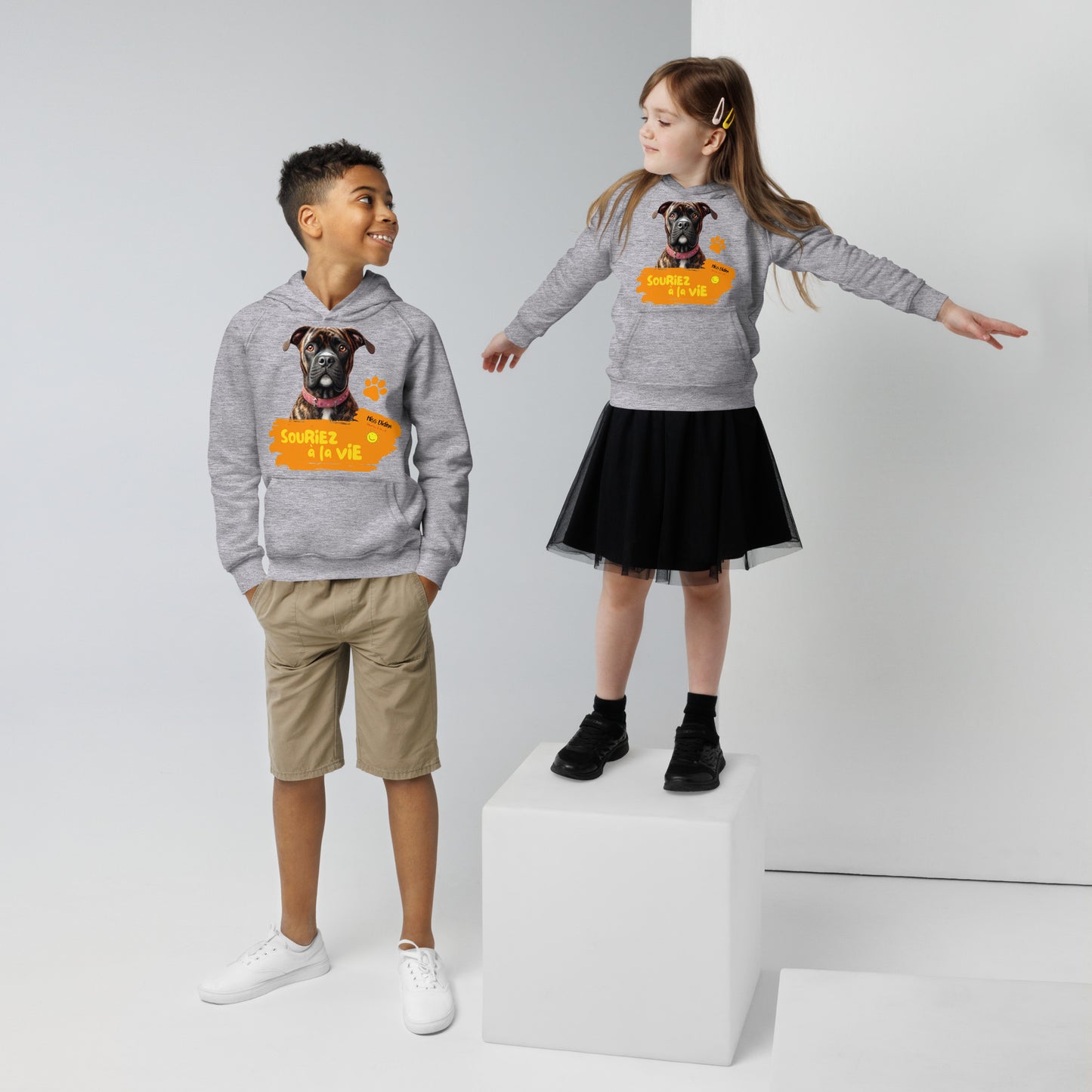 Sweat à capuche hoodie écologique pour enfants lenox souriez à la vie