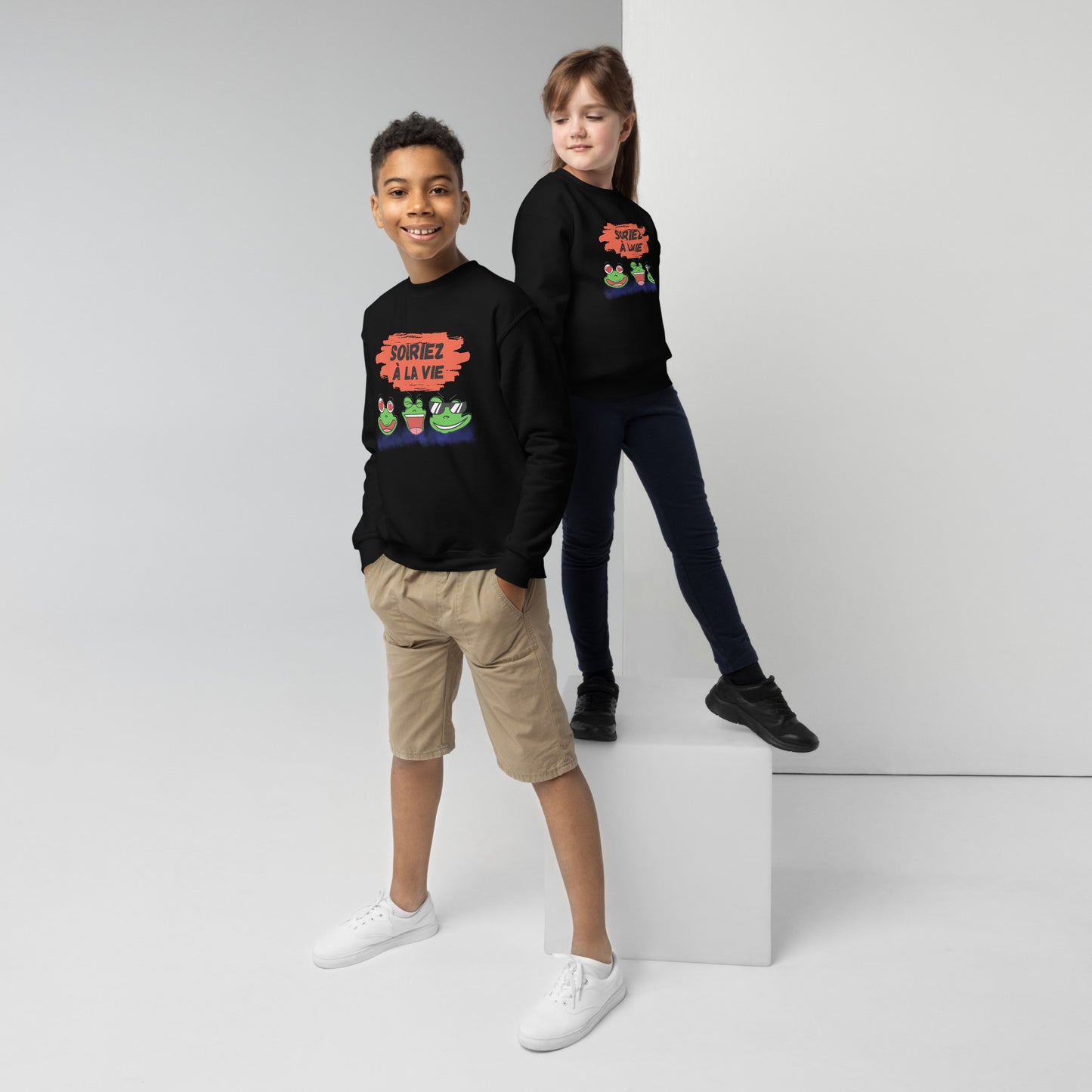 Sweat pour les jeunes "grenouilles amusantes Souriez à la vie