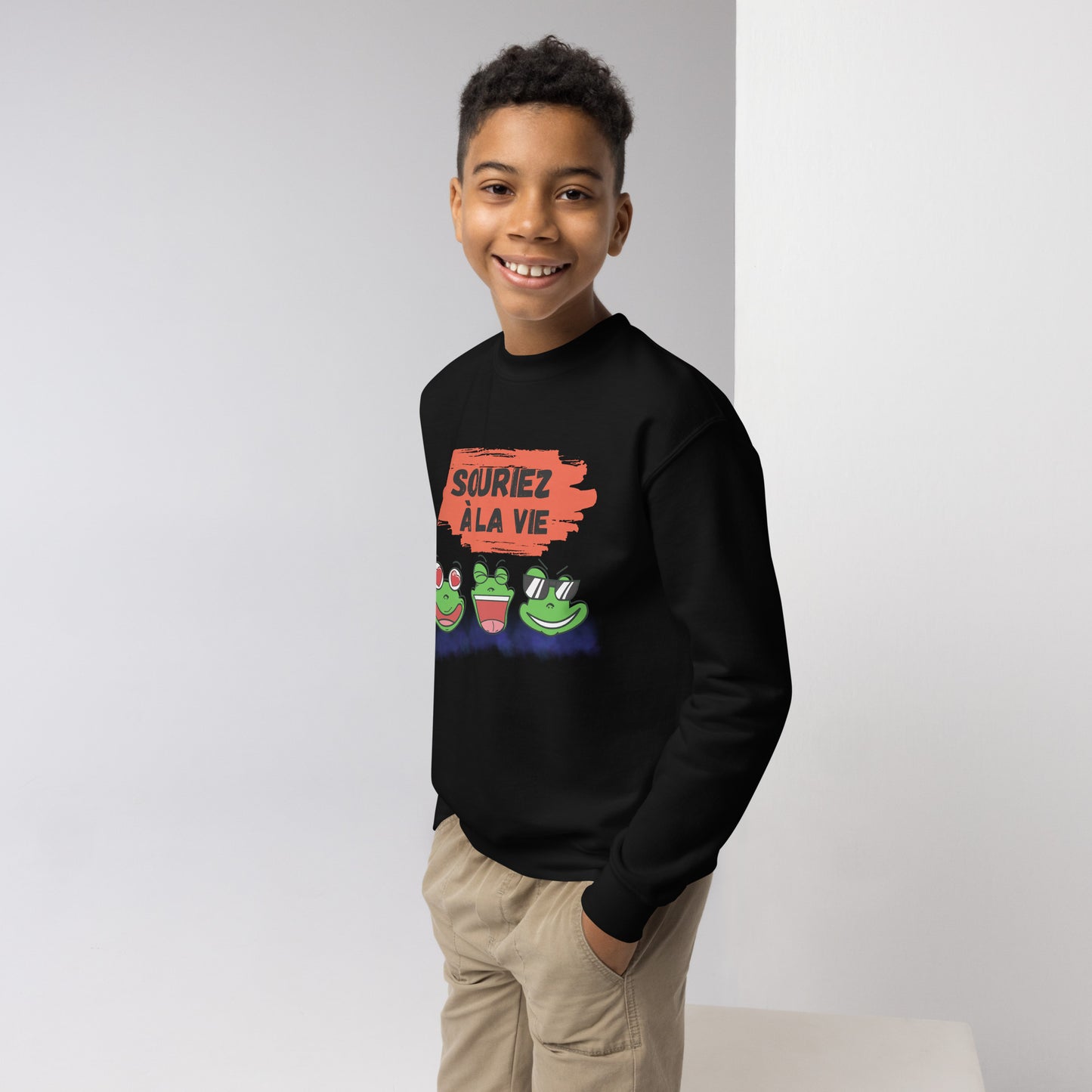 Sweat pour les jeunes "grenouilles amusantes Souriez à la vie