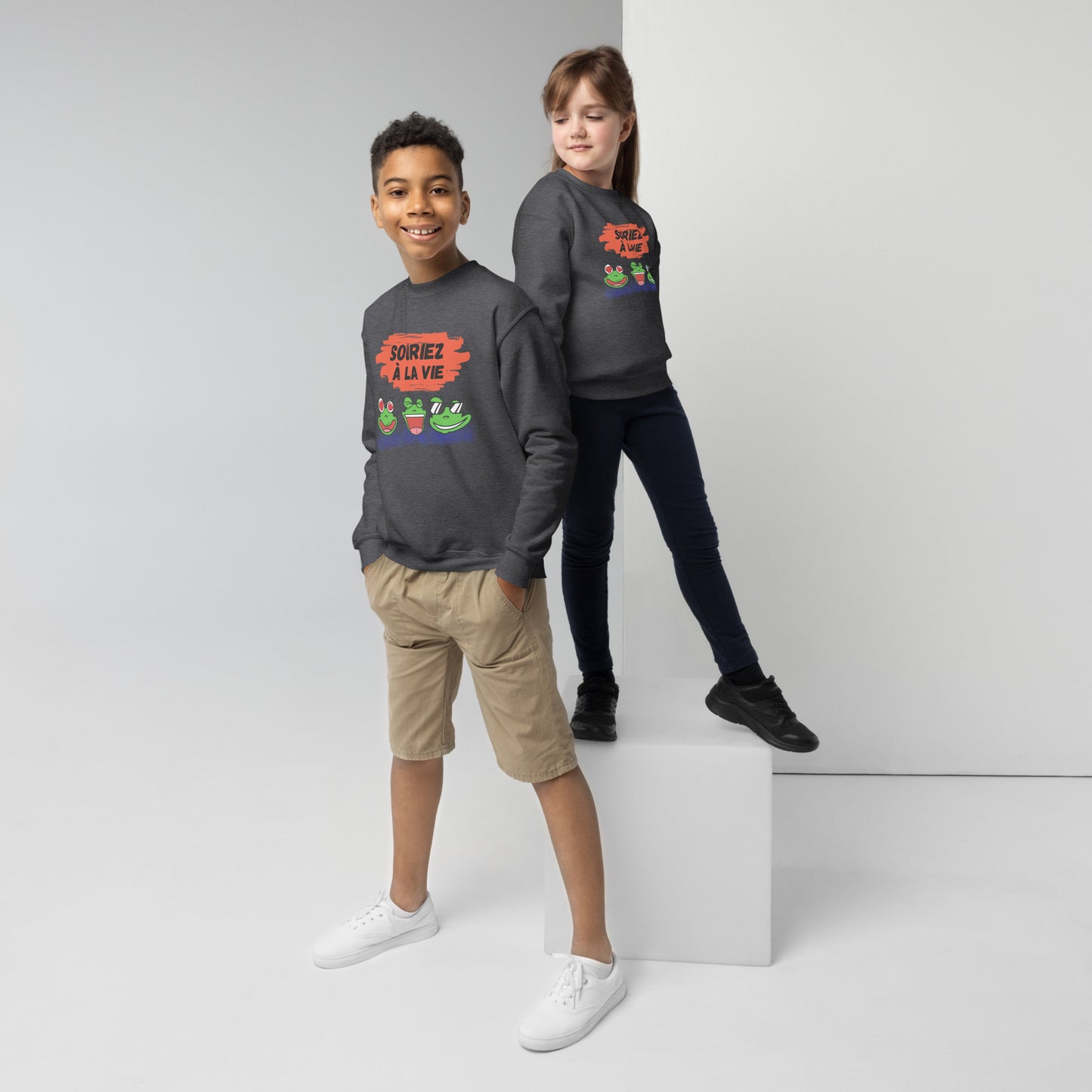 Sweat pour les jeunes "grenouilles amusantes Souriez à la vie