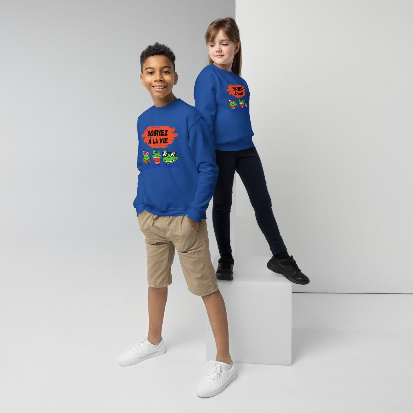 Sweat pour les jeunes "grenouilles amusantes Souriez à la vie