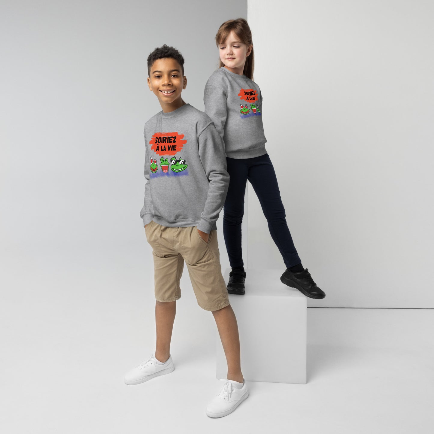 Sweat pour les jeunes "grenouilles amusantes Souriez à la vie