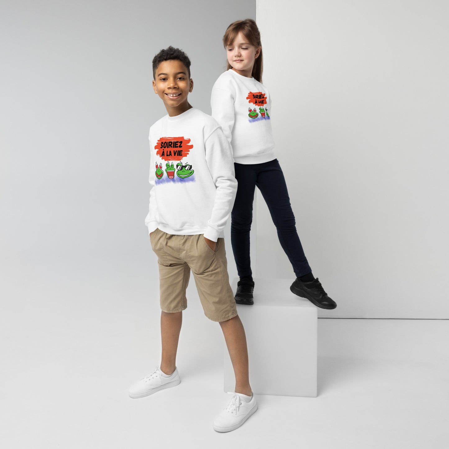 Sweat pour les jeunes "grenouilles amusantes Souriez à la vie