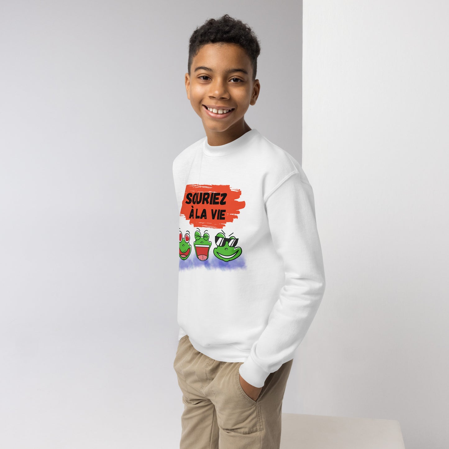 Sweat pour les jeunes "grenouilles amusantes Souriez à la vie
