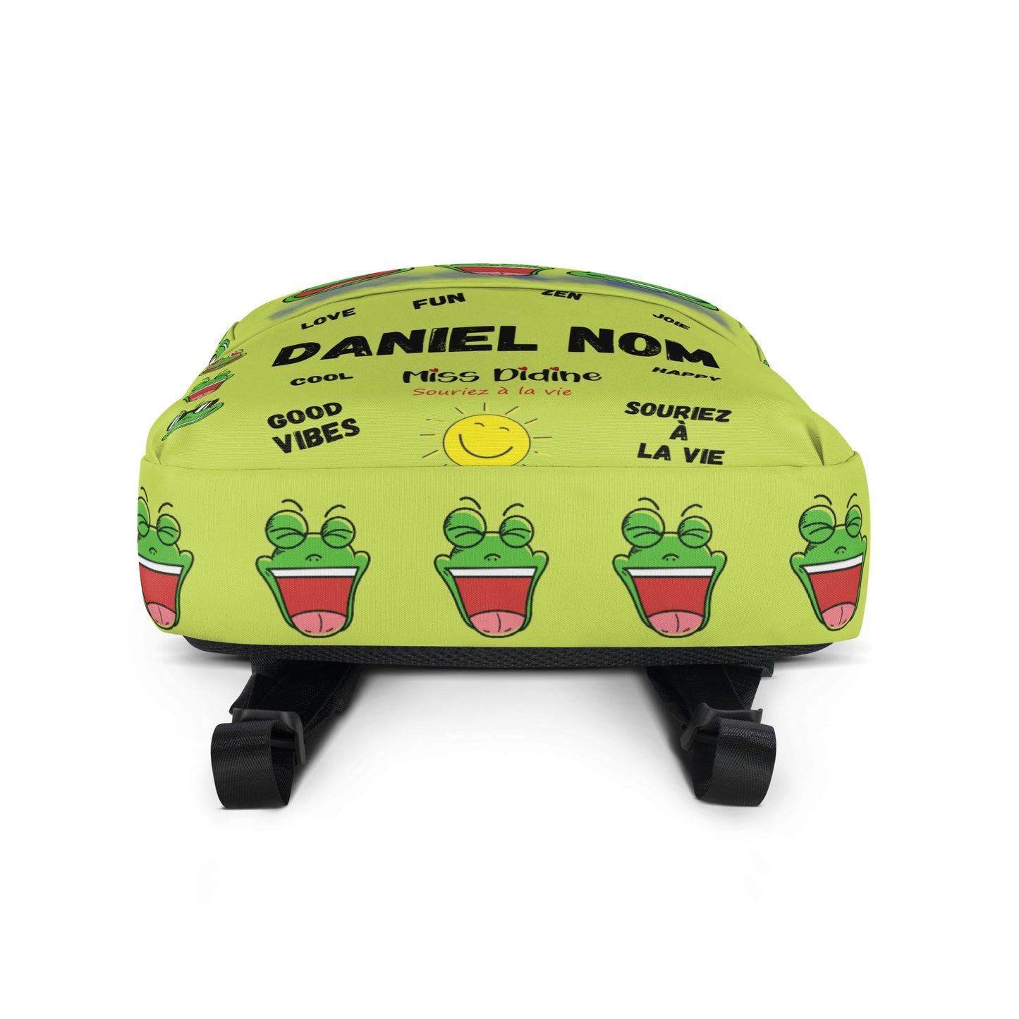 Sac à dos personnalisable " 3 grenouilles amusantes" Souriez à la vie