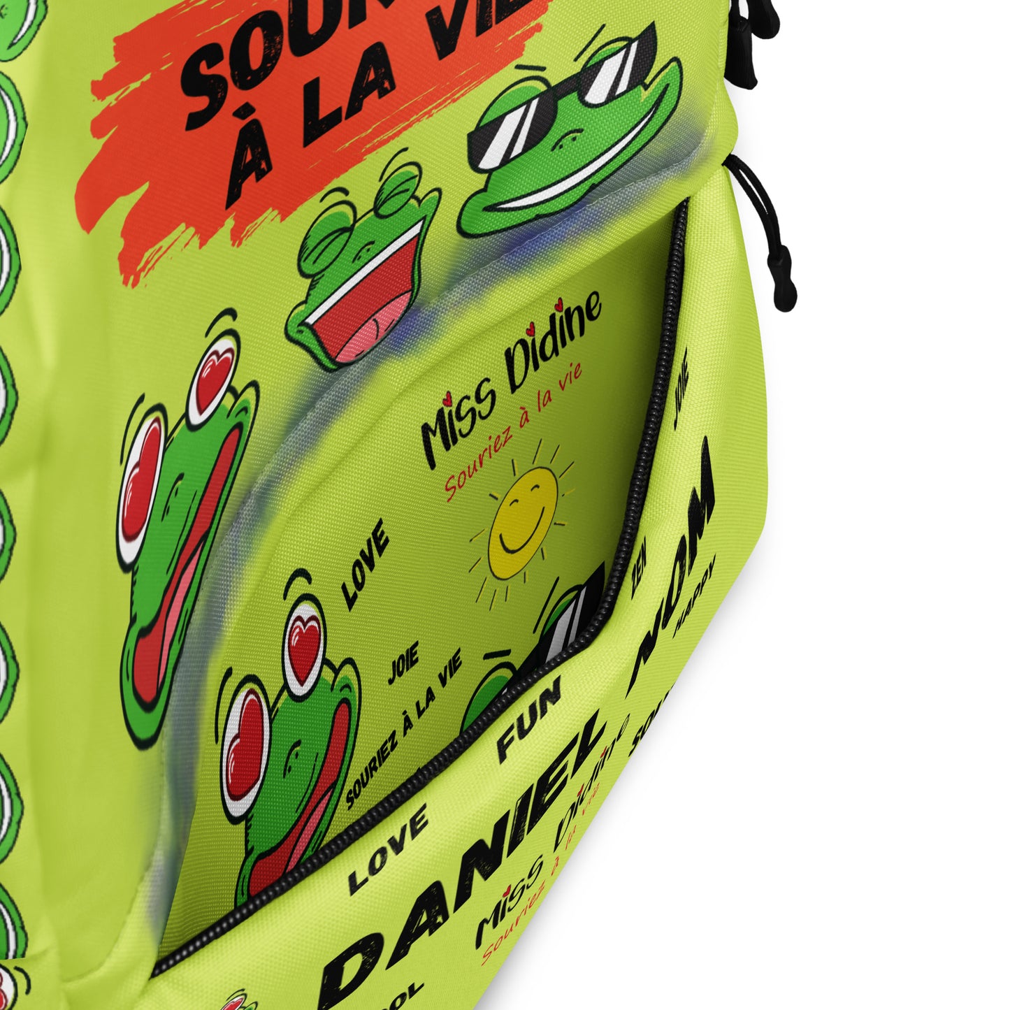 Sac à dos personnalisable " 3 grenouilles amusantes" Souriez à la vie