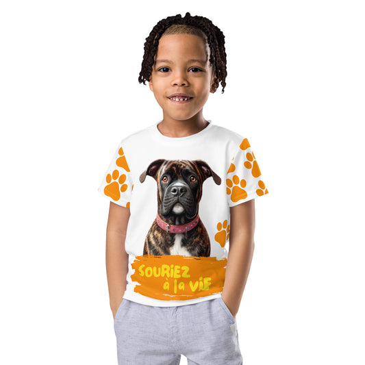T-shirt enfant 'Souriez à la vie' avec Lenox la mascotte de Souriez à la vie Miss Didine