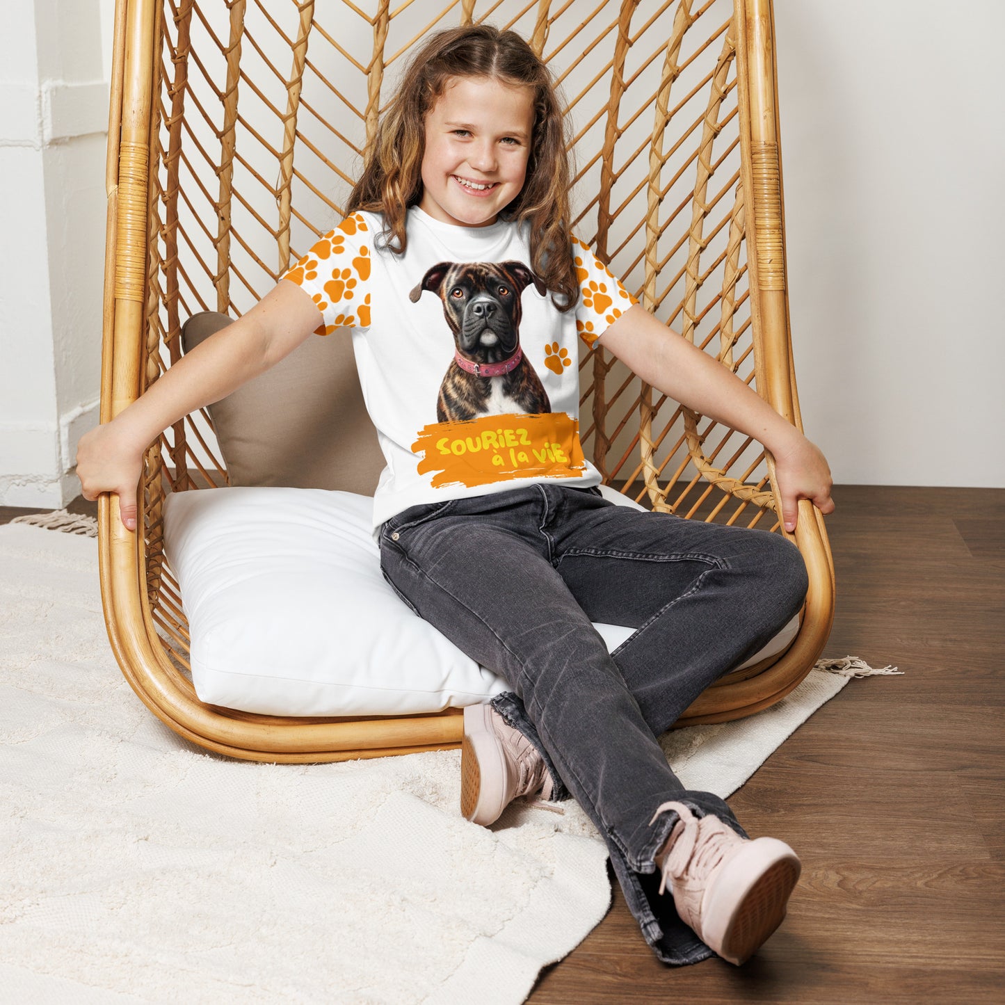 T-shirt enfant et ados 'Souriez à la vie' avec Lenox la mascotte de Souriez à la vie Miss Didine