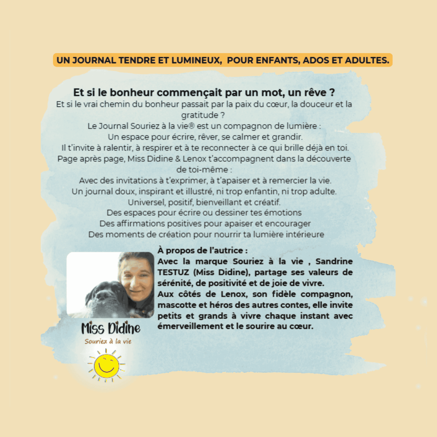 Journal Souriez à la vie: Un compagnon de lumière pour écrire, rêver, se calmer et grandir (pdf)
