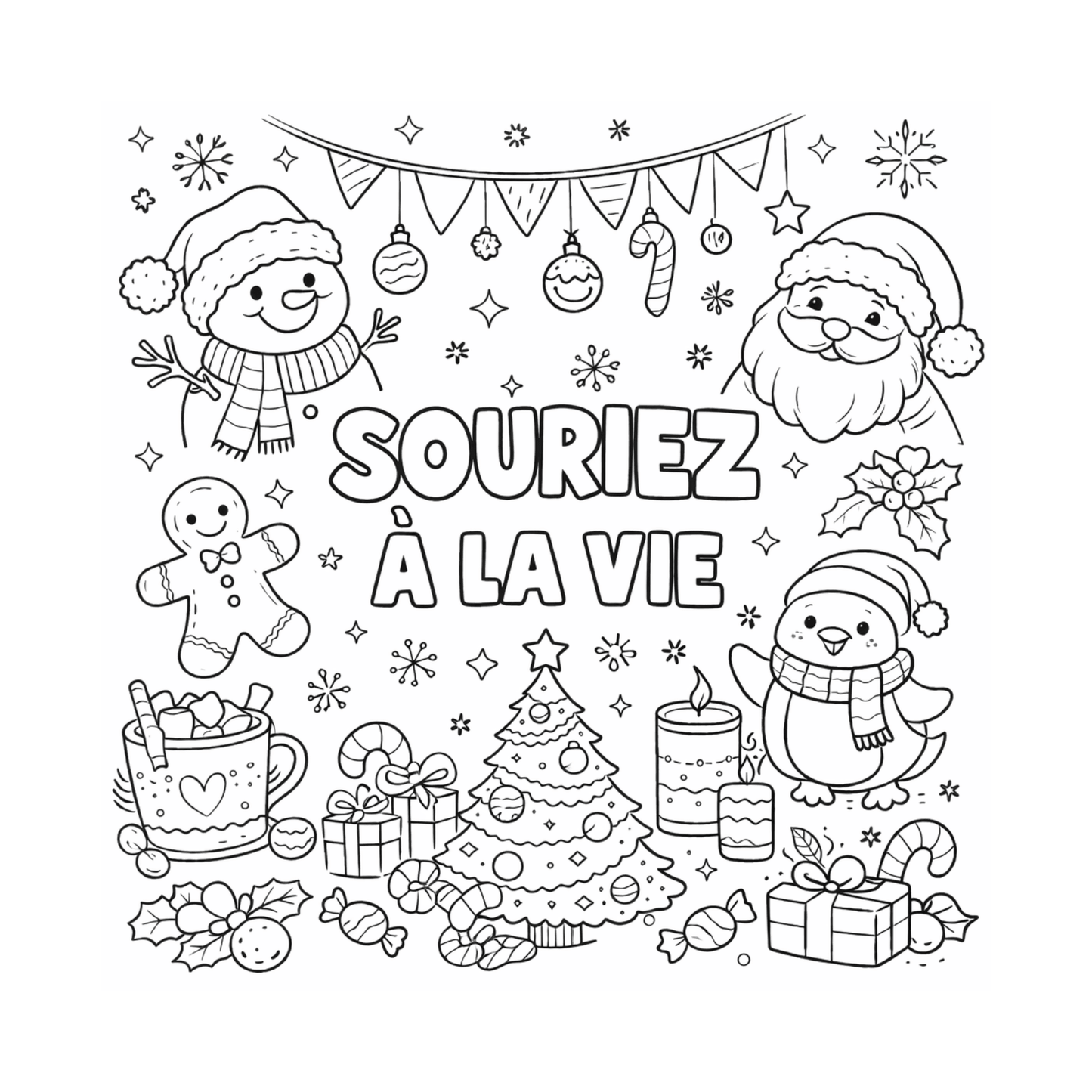 Livre de coloriage Souriez à la vie : la Magie de Noël: Un voyage créatif et apaisant au cœur de la magie de Noël (pdf)